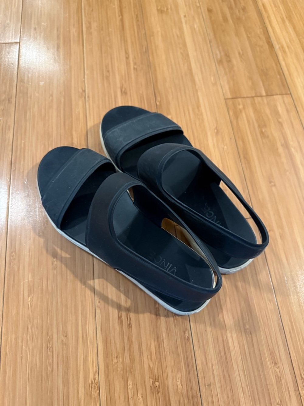 Vince Black Slingback Slide Sandals